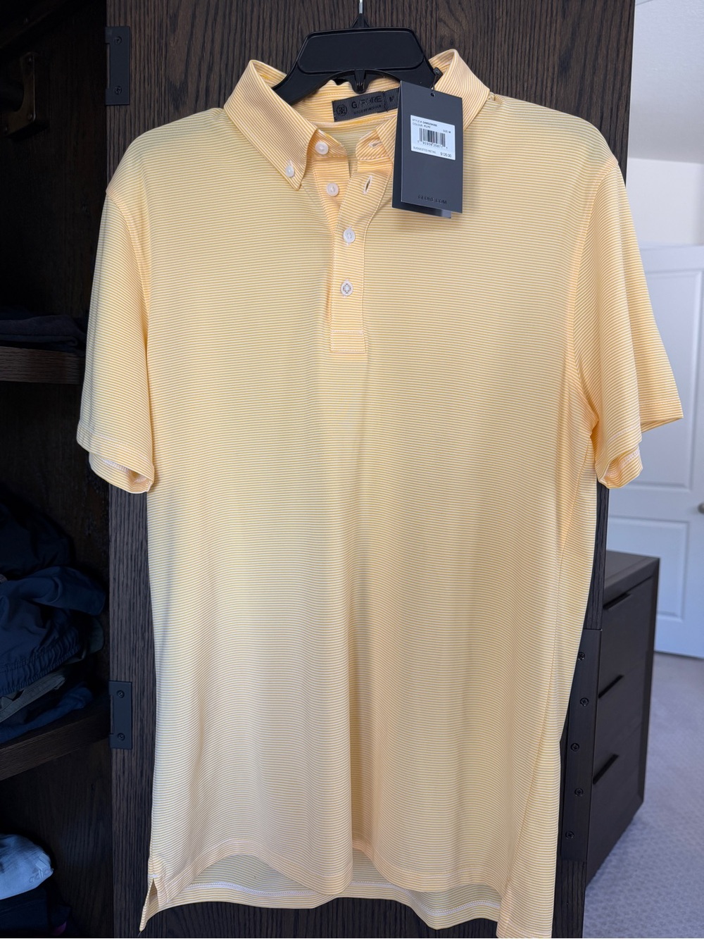 G/FORE Men's Pale Yellow Button-Down Collar Polo **NWT**